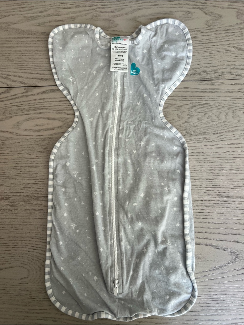Love to Dream Gray Star-Print Swaddle Sleep Sack